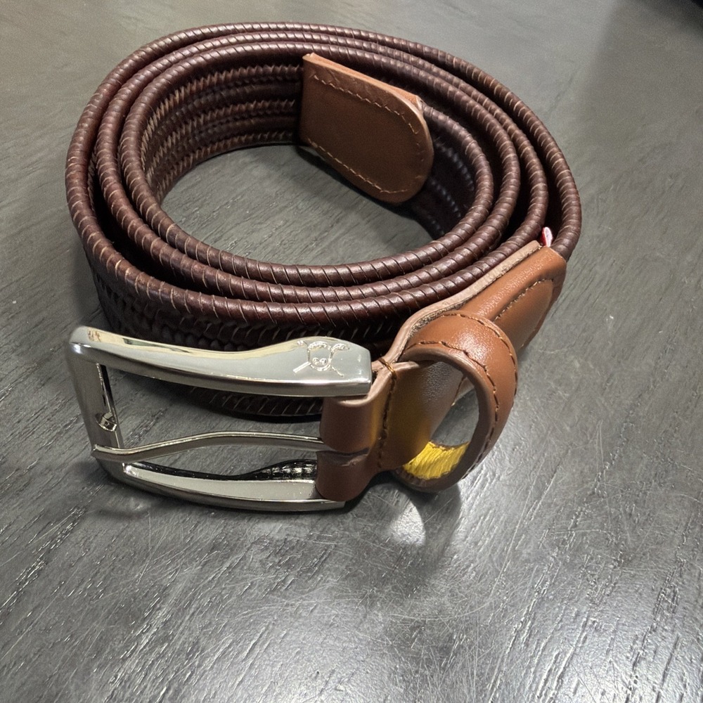 Ghost Golf Webbed Belt 46" Mens Smooth Brown Leather #7